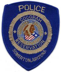 Cocopah Reservation Police (Arizona)
Thanks to BensPatchCollection.com for this scan.
Keywords: somerton