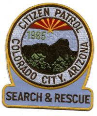 Colorado City Citizen Patrol Search & Rescue (Arizona)
Thanks to BensPatchCollection.com for this scan.
Keywords: police sar and