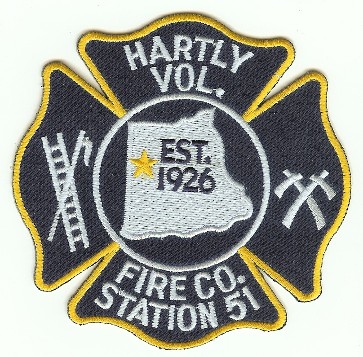 Hartly Vol Fire Co
Thanks to PaulsFirePatches.com for this scan.
Keywords: delaware volunteer company station 51