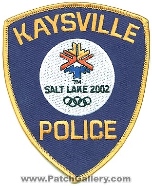 Kaysville Police Department Salt Lake 2002 Olympics (Utah)
Thanks to Alans-Stuff.com for this scan.
Keywords: dept.