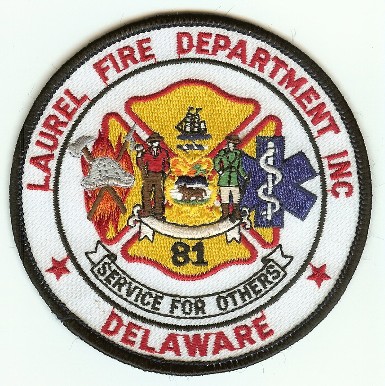 Laurel Fire Department Inc
Thanks to PaulsFirePatches.com for this scan.
Keywords: delaware 81