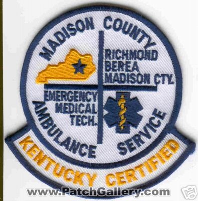 Madison County Ambulance Service EMT
Thanks to Brent Kimberland for this scan.
Keywords: kentucky ems emergency medical technician certified richmond berea madison county