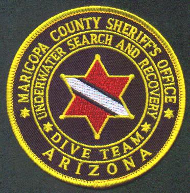 Maricopa County Sheriff's Office Dive Team
Thanks to EmblemAndPatchSales.com for this scan.
Keywords: arizona sheriffs underwater search and recovery