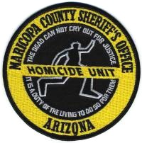 Maricopa County Sheriff's Office Homicide Unit (Arizona)
Thanks to BensPatchCollection.com for this scan.
Keywords: sheriffs