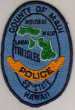 Maui County Police
Thanks to BlueLineDesigns.net for this scan.
Keywords: hawaii