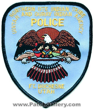 Northern Ute Indian Tribe Uintah and Ouray Indian Agency Police Department (Utah)
Thanks to Alans-Stuff.com for this scan.
Keywords: dept. tribal