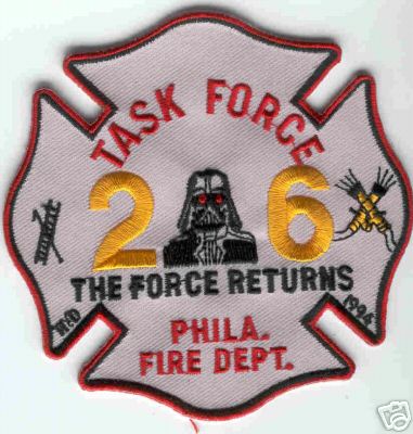 Philadelphia Fire Task Force 26
Thanks to Brent Kimberland for this scan.
Keywords: pennsylvania department dept darth vader pfd