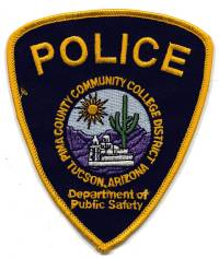 Pima County Community College District Police (Arizona)
Thanks to BensPatchCollection.com for this scan.
Keywords: department of public safety dps tucson
