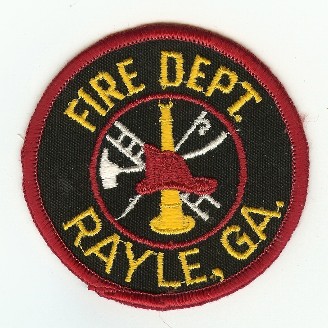 Rayle Fire Dept
Thanks to PaulsFirePatches.com for this scan.
Keywords: georgia department