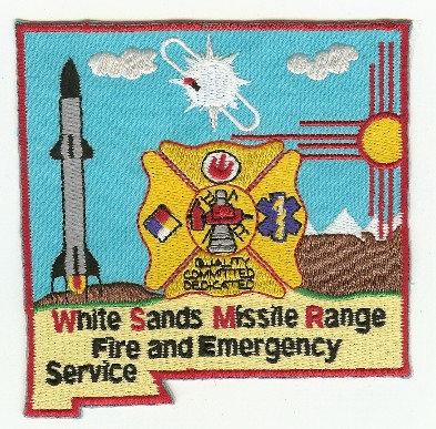 White Sands Missile Range Fire and Emergency Service
Thanks to PaulsFirePatches.com for this scan.
Keywords: new mexico