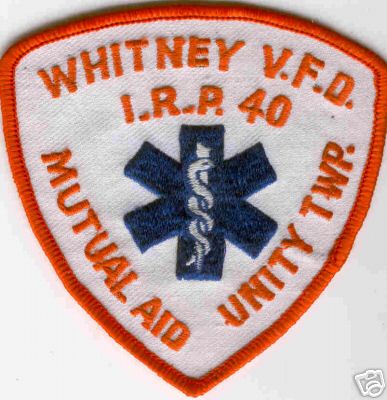 Whitney V.F.D.
Thanks to Brent Kimberland for this scan.
Keywords: pennsylvania volunteer fire department vfd i.r.p. irp 40 unity twp township