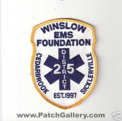 Winslow EMS Foundation District 25 (New Jersey)
Thanks to Bob Brooks for this scan.
Keywords: cedarbrook sicklerville