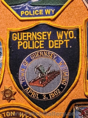 Guernsey Police Department Patch (Wyoming)
Thanks to Jeremiah Herderich for the picture.
Keywords: town of dept. wyo.