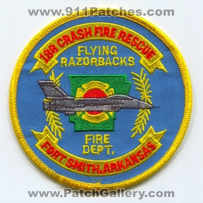 188th Fighter Wing FW Crash Fire Rescue CFR Department USAF Military Patch (Arkansas)
Scan By: PatchGallery.com
Keywords: dept. arff aircraft airport firefighter firefighting fort ft. smith flying razorbacks