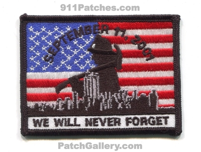 9/11 Patch Project We Will Never Forget Patch (California)
Scan By: PatchGallery.com
Keywords: september 11, 2001 09/11/2001 09/11/01 09-11-2001 09-11-01 11th wtc 911