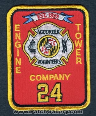 Accokeek Volunteers Fire Company 24 (Maryland)
Thanks to Paul Howard for this scan.
Keywords: co. engine tower station