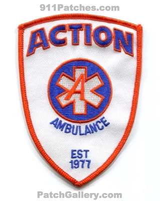 Action Ambulance Patch (Massachusetts)
Scan By: PatchGallery.com
Keywords: ems emt paramedic est. 1977