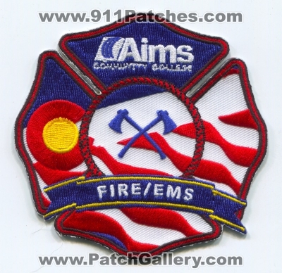 Aims Community College Fire EMS Patch (Colorado)
[b]Scan From: Our Collection[/b]
Keywords: comm. school department dept.