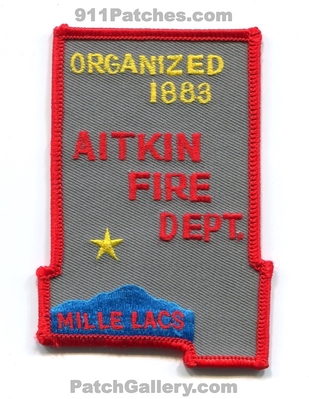 Aitkin Fire Department Patch (Minnesota)
Scan By: PatchGallery.com
Keywords: dept. organized 1883 mille lacs