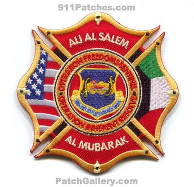 Ali Al Salem Air Base Fire Department Al Mubarak USAF Military Patch (Kuwait)
Scan By: PatchGallery.com
Keywords: dept. arff cfr operation freedoms sentinel inherent resolve