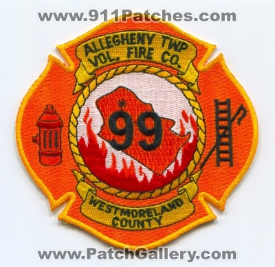 Allegheny Township Volunteer Fire Company 99 Patch (Pennsylvania)
Scan By: PatchGallery.com
Keywords: twp. vol. co. number no. #99 department dept. westmoreland county
