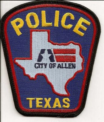 Allen Police
Thanks to EmblemAndPatchSales.com for this scan.
Keywords: texas city of