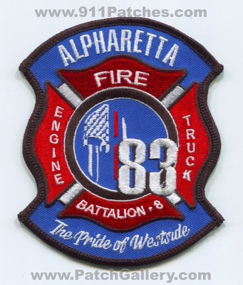 Alpharetta Fire Department Station 83 Patch (Georgia)
Scan By: PatchGallery.com
Keywords: dept. company co. engine truck battalion 8 the pride of westside