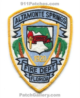 Altamonte Springs Fire Department Patch (Florida)
Scan By: PatchGallery.com
Keywords: dept. service 1920