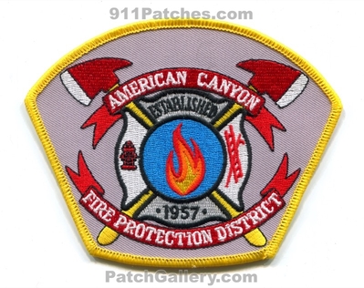American Canyon Fire Protection District Patch (California)
Scan By: PatchGallery.com
Keywords: prot. dist. department dept. established 1957