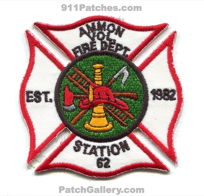 Ammon Volunteer Fire Department Station 62 Patch (North Carolina)
Scan By: PatchGallery.com
Keywords: vol. dept. est. 1982