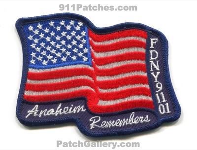 Anaheim Fire Department Remembers FDNY 9-11-01 Flag Regular Patch (California)
Scan By: PatchGallery.com
Keywords: dept. wtc