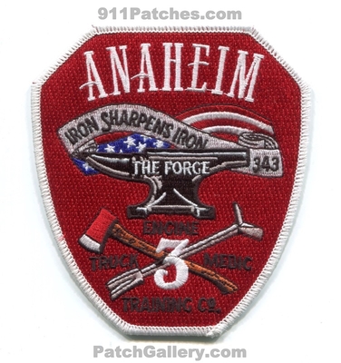 Anaheim Fire Department Station 3 Patch (California)
Scan By: PatchGallery.com
Keywords: dept. engine truck medic ambulance training co. company station the forge iron sharpens iron 343