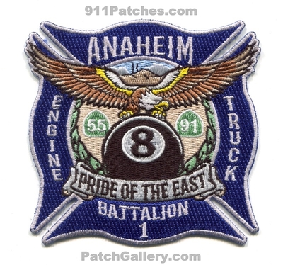 Anaheim Fire Department Station 8 Patch (California)
Scan By: PatchGallery.com
Keywords: dept. engine truck battalion chief 1 company co. pride of the east 55 91