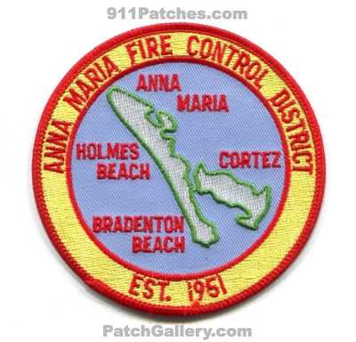 Anna Maria Fire Control District Patch (Florida)
Scan By: PatchGallery.com
Keywords: dist. department dept. holmes beach bradenton cortez est. 1951