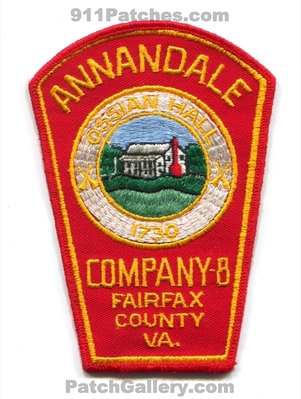 Annandale Fire Department Company 8 Fairfax County Patch (Virginia)
Scan By: PatchGallery.com
Keywords: dept. co. ossian hall 1730