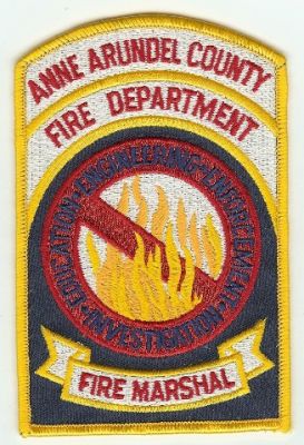 Anne Arundel County Fire Department Marshal
Thanks to PaulsFirePatches.com for this scan.
Keywords: maryland