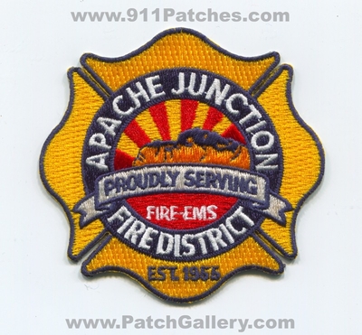 Apache Junction Fire District Patch (Arizona)
Scan By: PatchGallery.com
Keywords: dist. department dept. ems proudly serving est. 1955