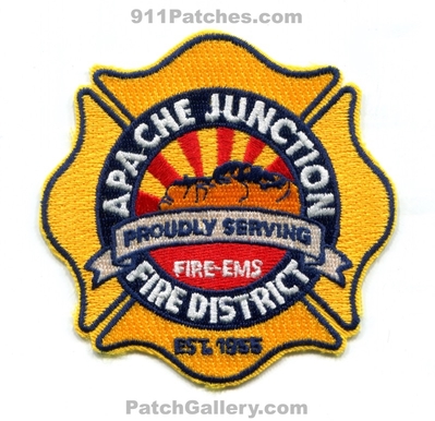 Apache Junction Fire EMS District Patch (Arizona)
Scan By: PatchGallery.com
Keywords: dist. department dept. proudly serving est. 1955