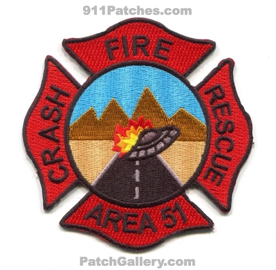Area 51 Fire Department Crash Rescue CFR ARFF Patch (Nevada)
Scan By: PatchGallery.com
Keywords: fifty one dept. c.f.r. a.r.f.f. aircraft airport firefighter firefighting ufo