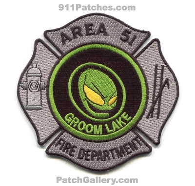 Area 51 Fire Department Groom Lake Patch (Nevada)
Scan By: PatchGallery.com
Keywords: fifty one dept. alien