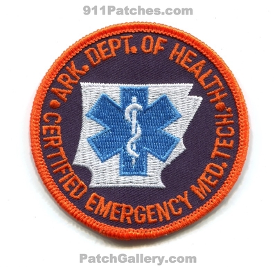 Arkansas State Emergency Medical Technician EMT Patch (Arkansas)
Scan By: PatchGallery.com
Keywords: ark. department dept. of health doh certified med. tech.