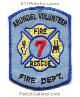 Arundel Volunteer Fire Rescue Department 7 Patch (Maryland)
Scan By: PatchGallery.com
Keywords: vol. dept.