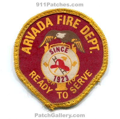 Arvada Fire Department Patch (Colorado)
[b]Scan From: Our Collection[/b]
Keywords: dept. ready to serve since 1923