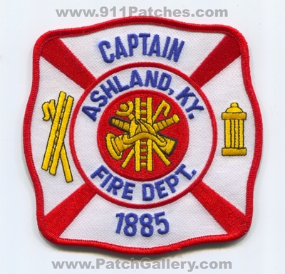 Ashland Fire Department Captain Patch (Kentucky)
Scan By: PatchGallery.com
Keywords: dept. ky. 1885