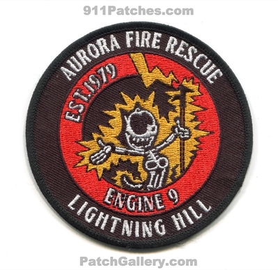 Aurora Fire Rescue Department Station 9 Patch (Colorado)
[b]Scan From: Our Collection[/b]
Keywords: dept. engine company co. lightning hill est. 1979