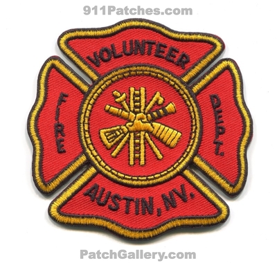 Austin Volunteer Fire Department Patch (Nevada)
Scan By: PatchGallery.com
[b]Patch Made By: 911Patches.com[/b]
Keywords: vol. dept. nv.