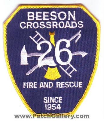 Beeson Crossroads Fire and Rescue (Ohio)
Thanks to Dave Slade for this scan.
Keywords: 26