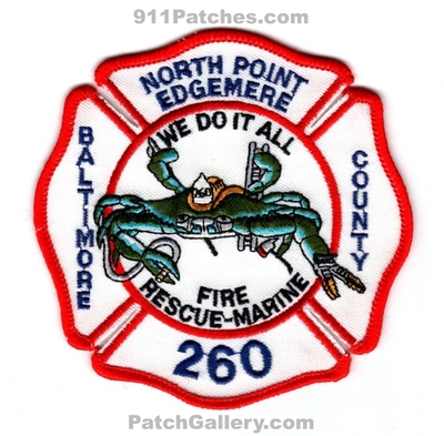 Baltimore County Fire Department Station 260 North Point Edgemere Patch (Maryland)
Scan By: PatchGallery.com
Keywords: balto. co. dept. company rescue marine crab