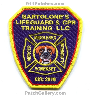 Bartolones Lifeguard and CPR Training LLC EMS Patch (New Jersey)
Scan By: PatchGallery.com
[b]Patch Made By: 911Patches.com[/b]
Keywords: & middlesex somerset mercer monmouth est: 2018 dog