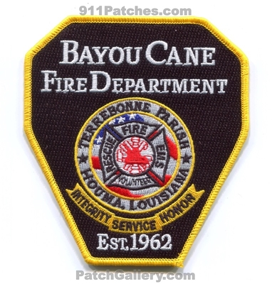 Bayou Cane Volunteer Fire Rescue Department Patch (Louisiana)
Scan By: PatchGallery.com
Keywords: vol. dept. terrebonne parish houma est. 1962 service integrity honor